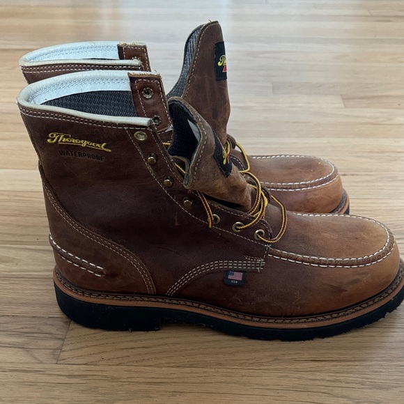 Brand New Thorogood Brown Leather Waterproof Boots made in USA steel moc toe main image 5